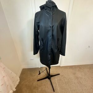 Herschel Supply Company Black Hooded Trench Raincoat